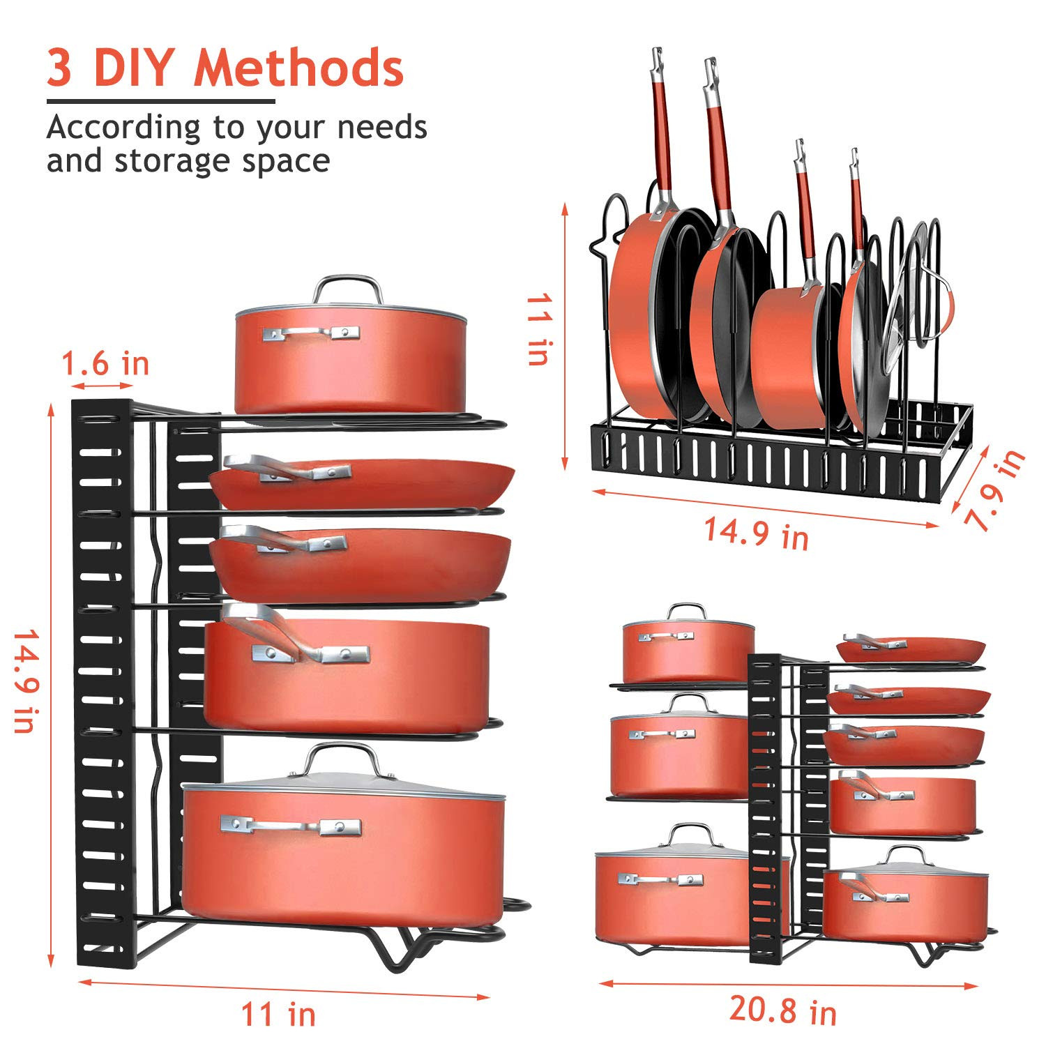 DIY Pots And Pans Organizer
 Pots and Pans Organizer MOICO Pot Rack Organizer