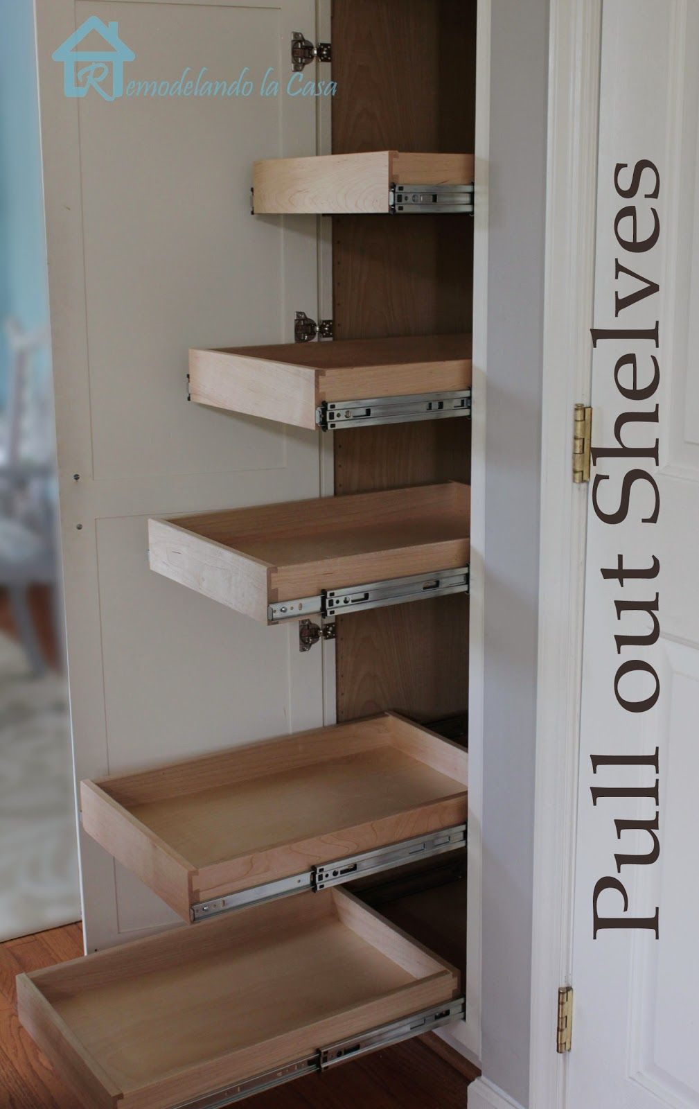 DIY Pull Out Cabinet Organizer
 Kitchen Organization Pull Out Shelves in Pantry