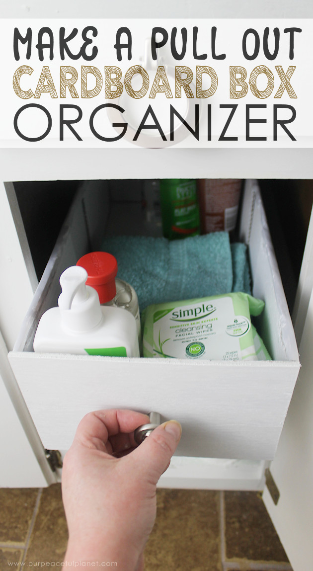 DIY Pull Out Cabinet Organizer
 Quick Cardboard Pull Out Cabinet Organizer