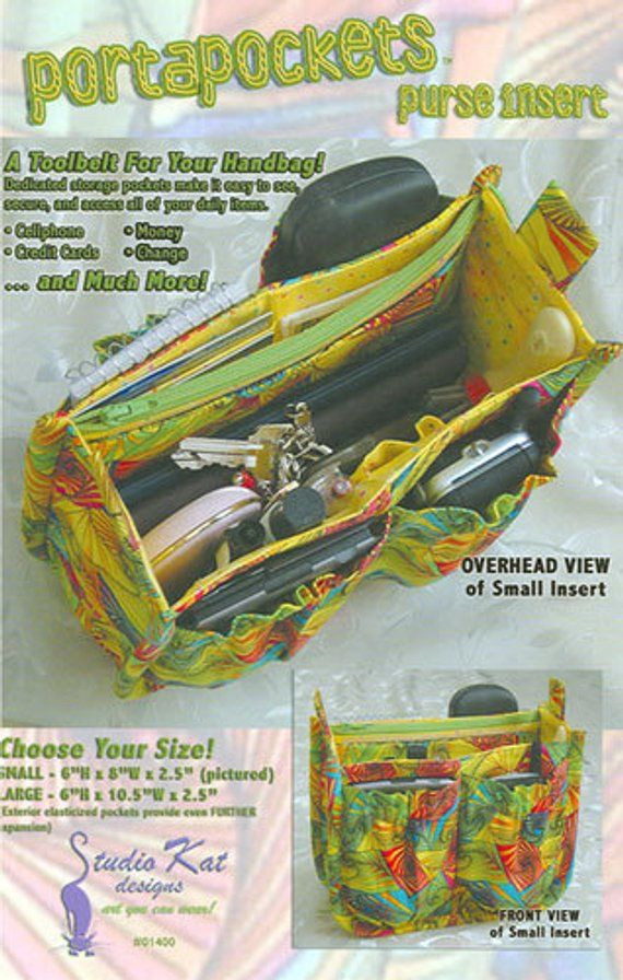 DIY Purse Organizer No Sew
 Portapockets Purse Insert Pattern in Two Sizes by Studio