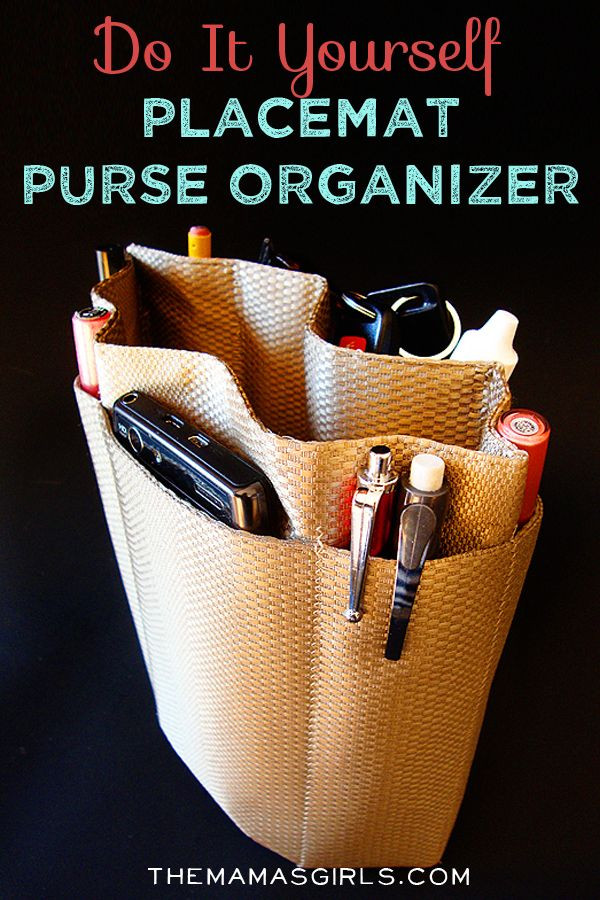 DIY Purse Organizer No Sew
 Do It Yourself Placemat Purse Organizer