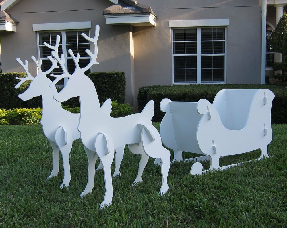 DIY Santa Sleigh For Outdoor
 Santa Sleigh Reindeer Set Christmas Outdoor Yard Decor 2