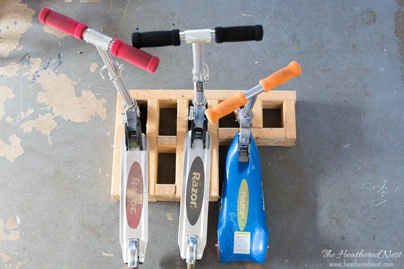 DIY Scooter Rack
 Build a homemade bike rack to help organize your garage