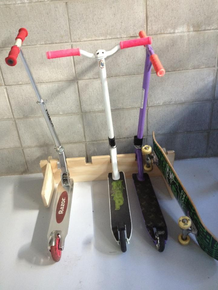 DIY Scooter Rack
 Great scooter stand made from ply