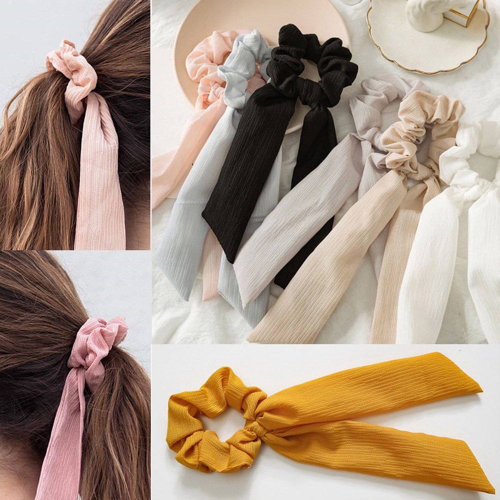 DIY Scrunchie With Hair Tie
 Wrinkled Ribbon Hair Ring DIY Bow Streamers Scrunchies