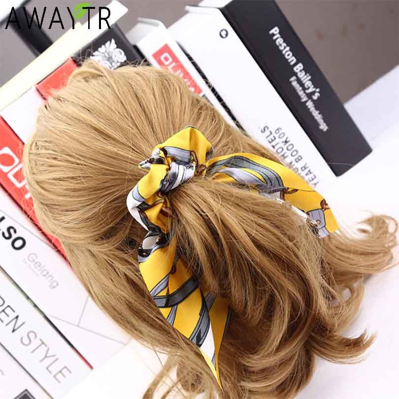 DIY Scrunchie With Hair Tie
 AWAYT Vintage Women Headwear Turban DIY Bow Streamers Hair