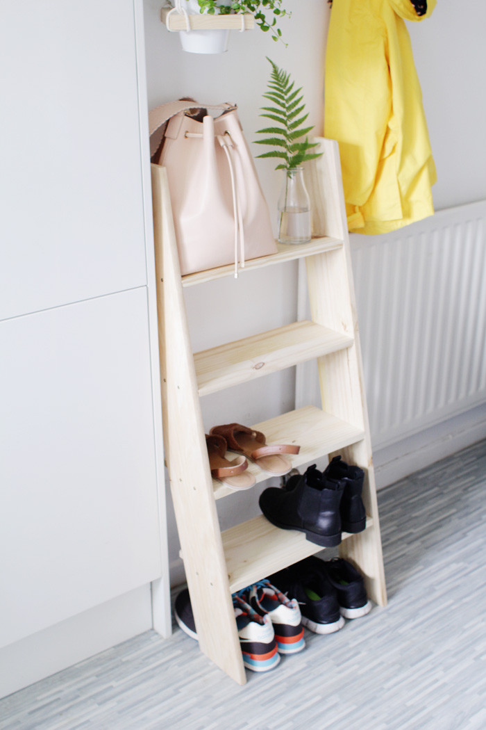 DIY Shoe Organizer
 DIY Ladder Shelf Shoe Storage – Design Sponge