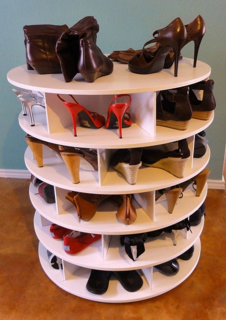 DIY Shoe Organizer
 DIY Lazy Susan Shoe Storage – The Owner Builder Network