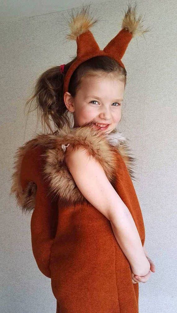 DIY Squirrel Costume
 Red Squirrel girl costume dress headband tail Kids red