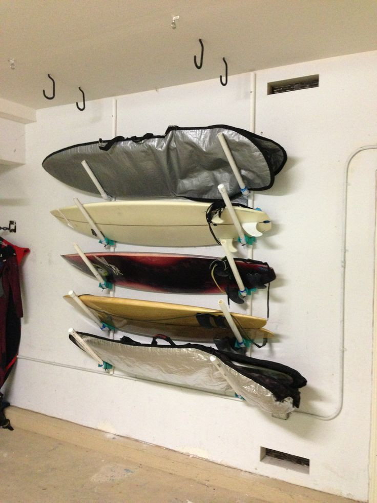 DIY Surfboard Wall Rack
 Surfboard rack Surfboard and Pvc pipes on Pinterest