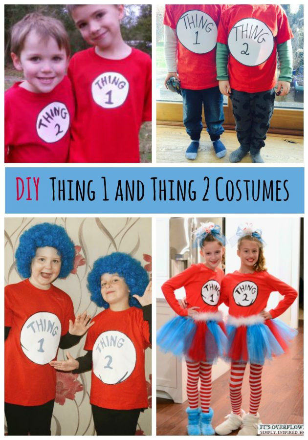 DIY Thing 1 And Thing 2 Costumes
 Thing 1 and Thing 2 Shirts an easy Dr Seuss costume