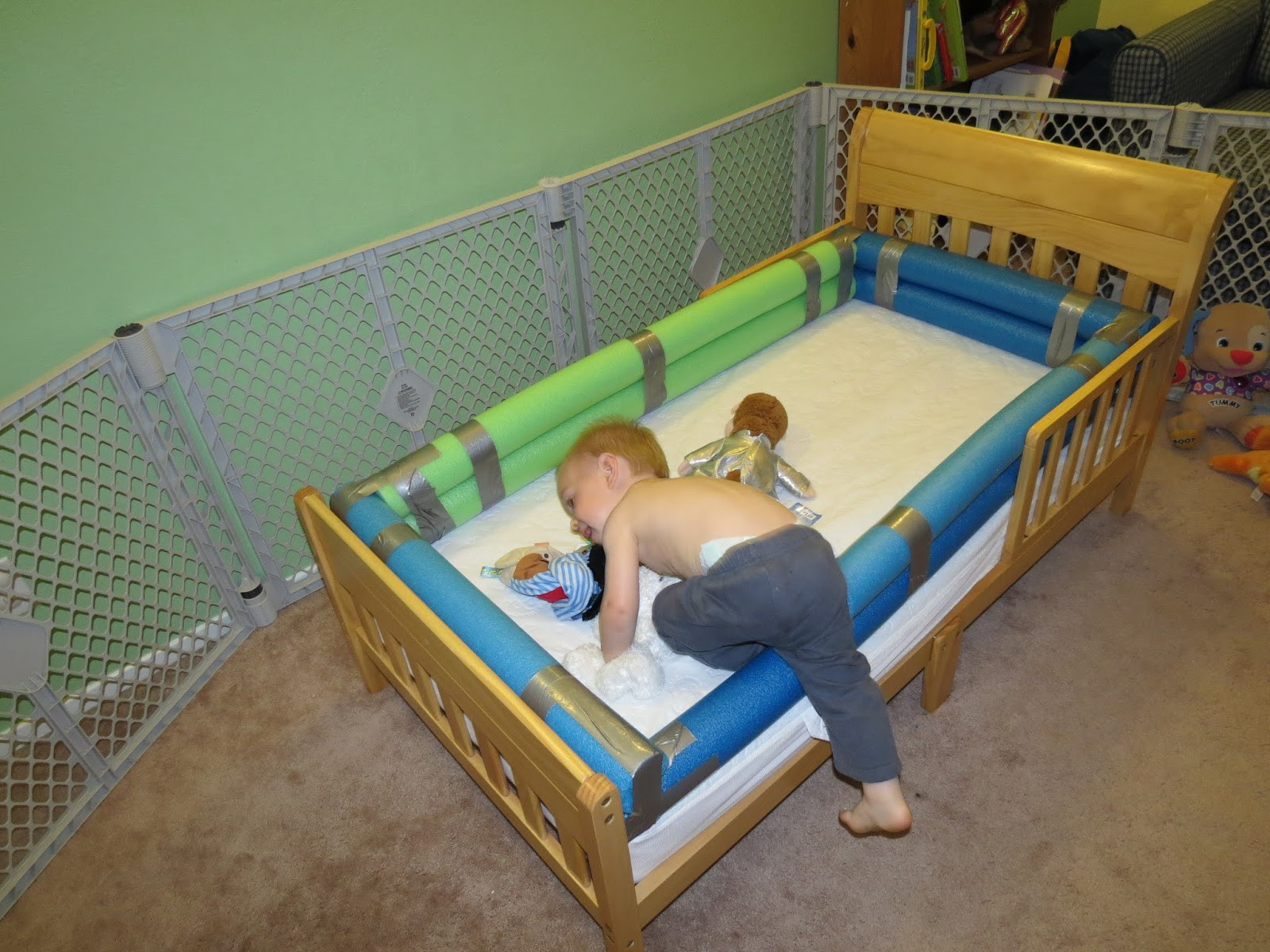 DIY Toddler Bed Rails
 Mama Frankenstein DIY Toddler Bed Bumper Tutorial