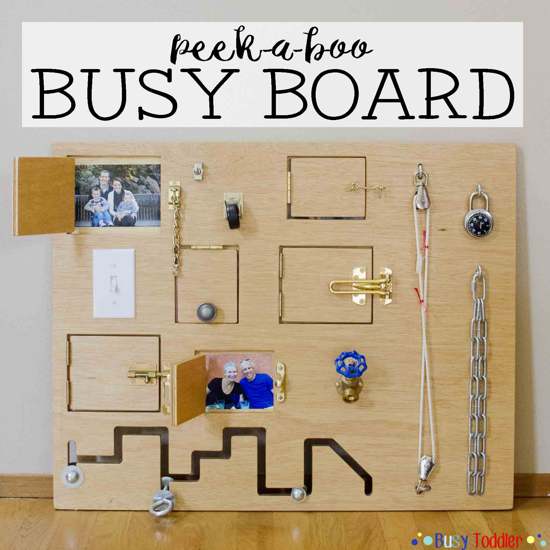 DIY Toddler Busy Board
 Toddler Busy Board Peek a Boo Edition Busy Toddler