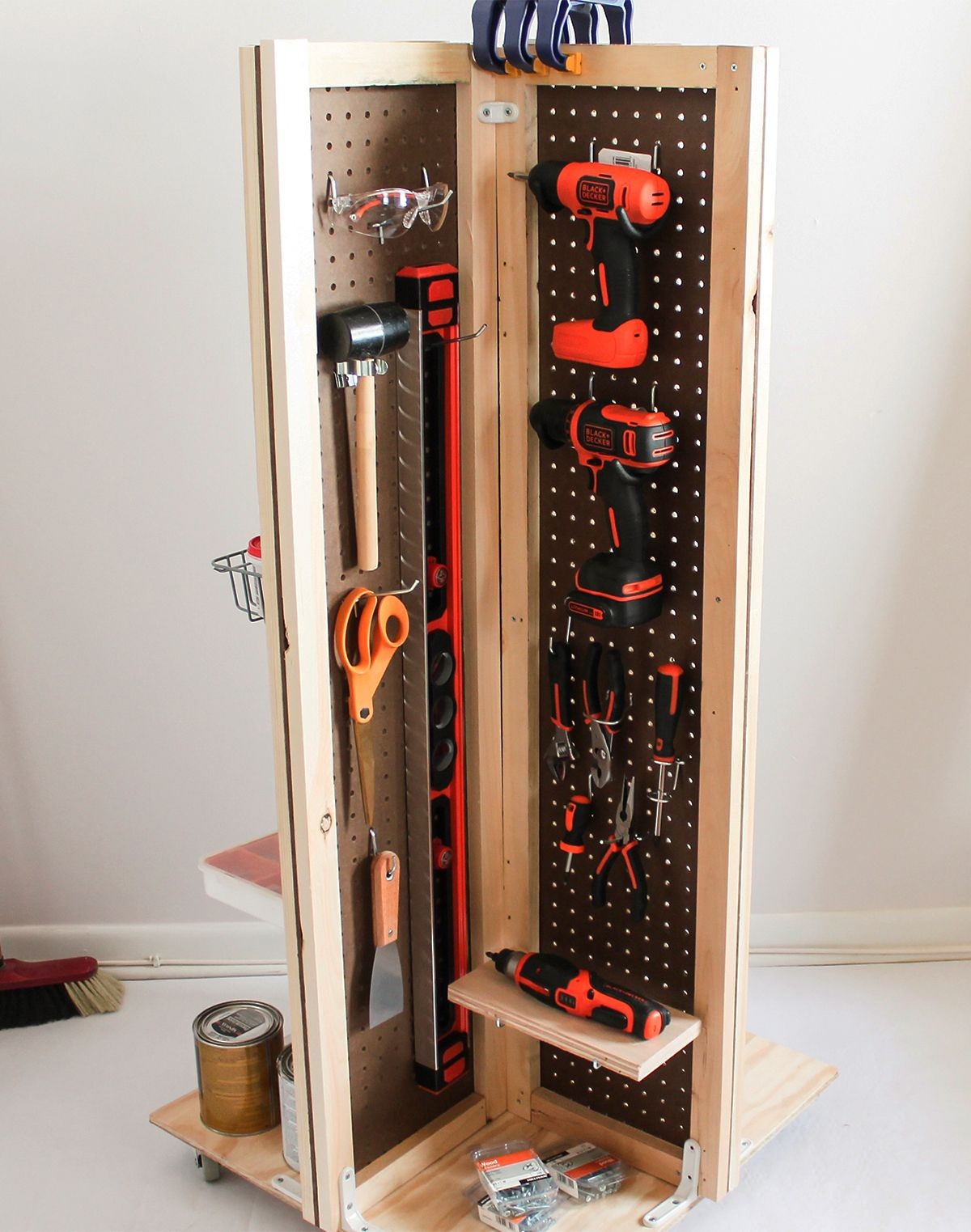 DIY Tool Organizer Ideas
 How to Make a Rolling Pegboard Tool Cart