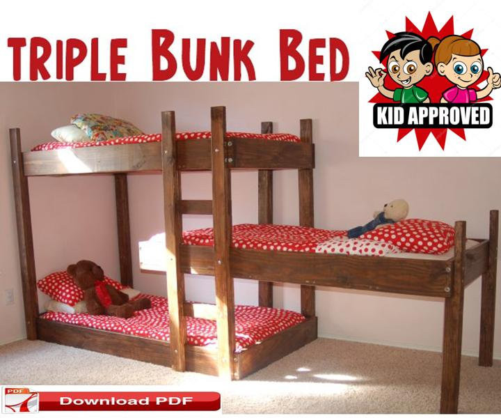 DIY Triple Bunk Bed Plans
 Triple Bunk Bed Plans DIY Twin Beds PDF Kids bed plans