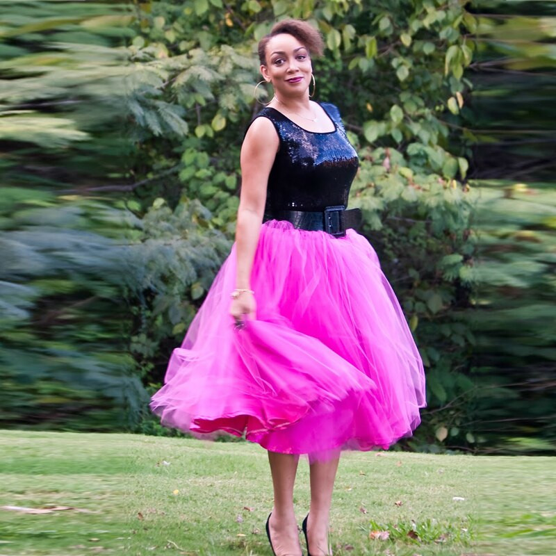 DIY Tutu Skirts For Adults
 Summer Boho Fuchsia Color Mid Calf Tulle Skirts For Women