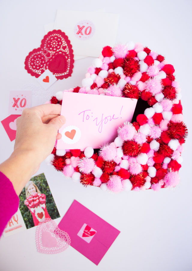 DIY Valentine Card Box
 DIY Pom Pom Valentines Box