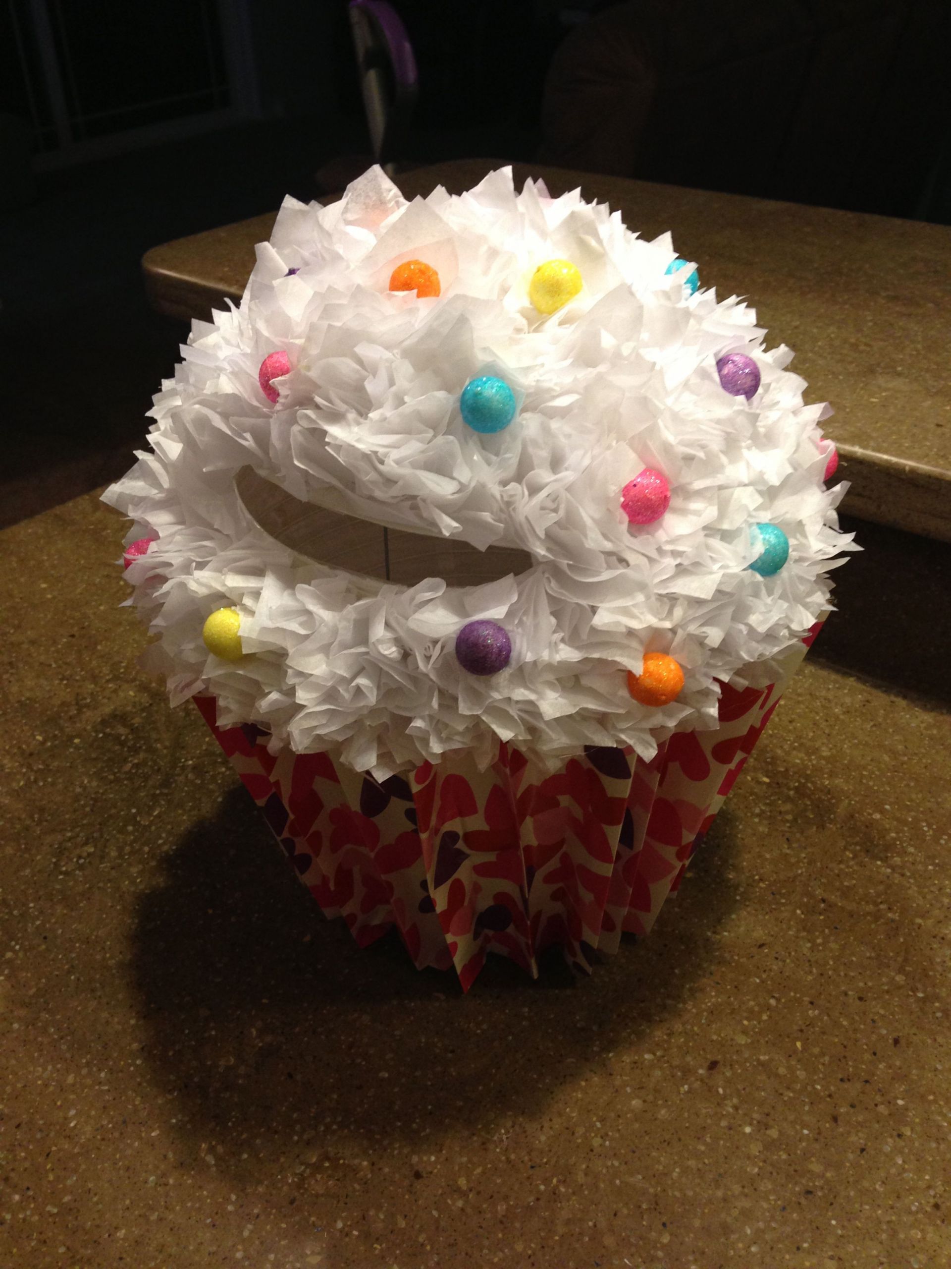 DIY Valentine'S Day Box
 Paige s cupcake valentine box Plastic flower pot bottom