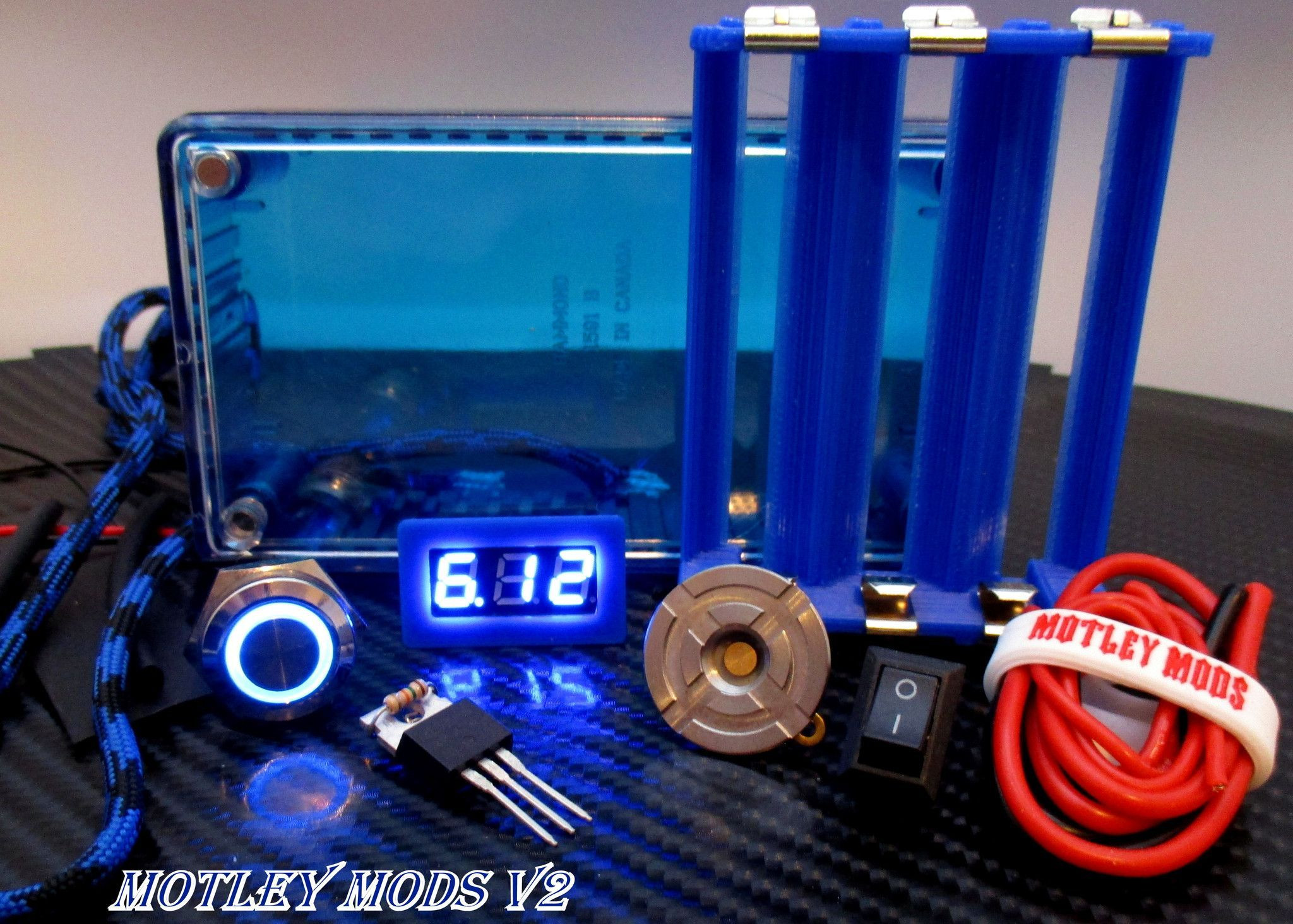 DIY Vape Mods Kits
 Box Mod kit Blue Clear Lid