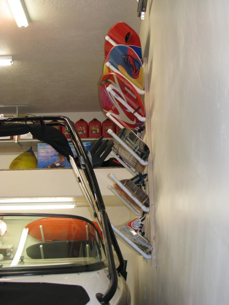 DIY Wakeboard Racks
 wakeboard surfboard storage racks for the garage