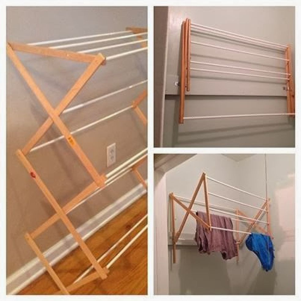 DIY Wall Mounted Laundry Drying Rack
 DIY Wall Mounted Clothes Drying Rack