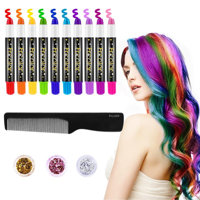 DIY Washable Hair Dye
 Non Toxic Washable Rainbow 10 Colors Temporary Hair Dye