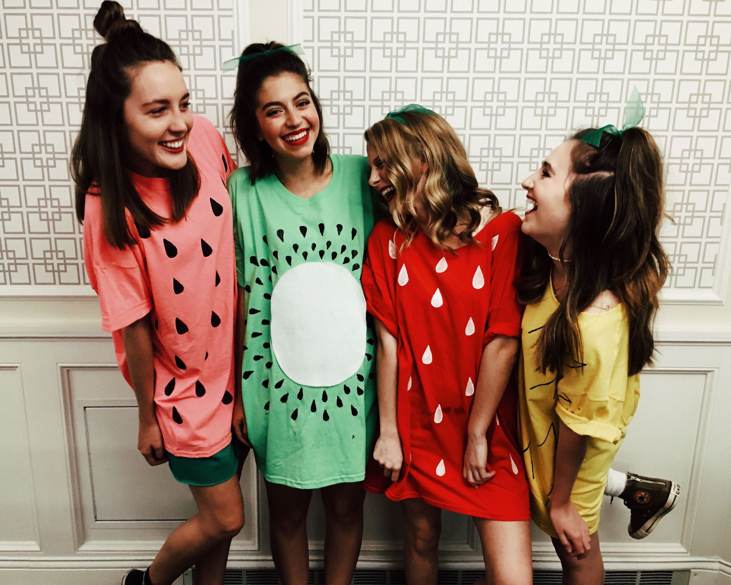 DIY Watermelon Costume
 Halloween fruit costume pineapple watermelon kiwi