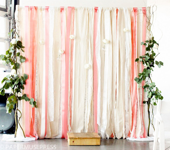 DIY Wedding Backdrop Fabric
 Trade Show Inspiration DIY Fabric and Ribbon Backdrop