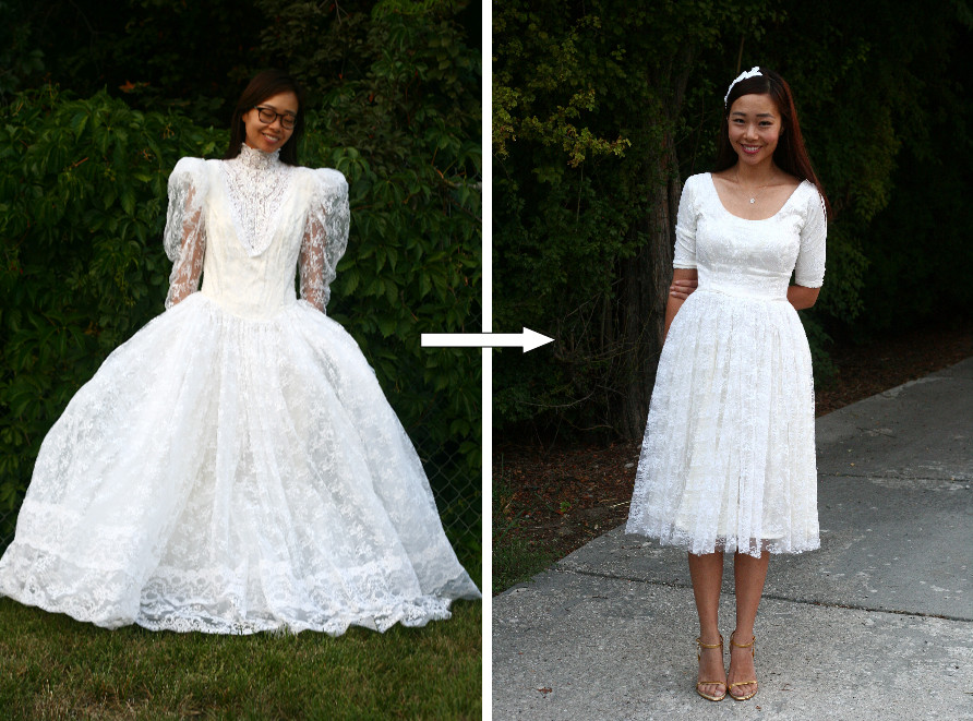 DIY Wedding Dress
 DIY Vintage Wedding Dress to a Cocktail Dress