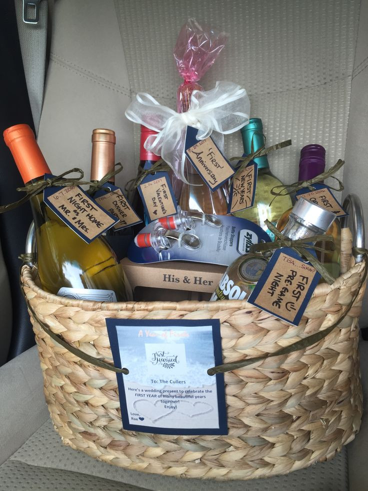 DIY Wedding Gift Baskets
 A year of firsts The BEST and easiest wedding present for