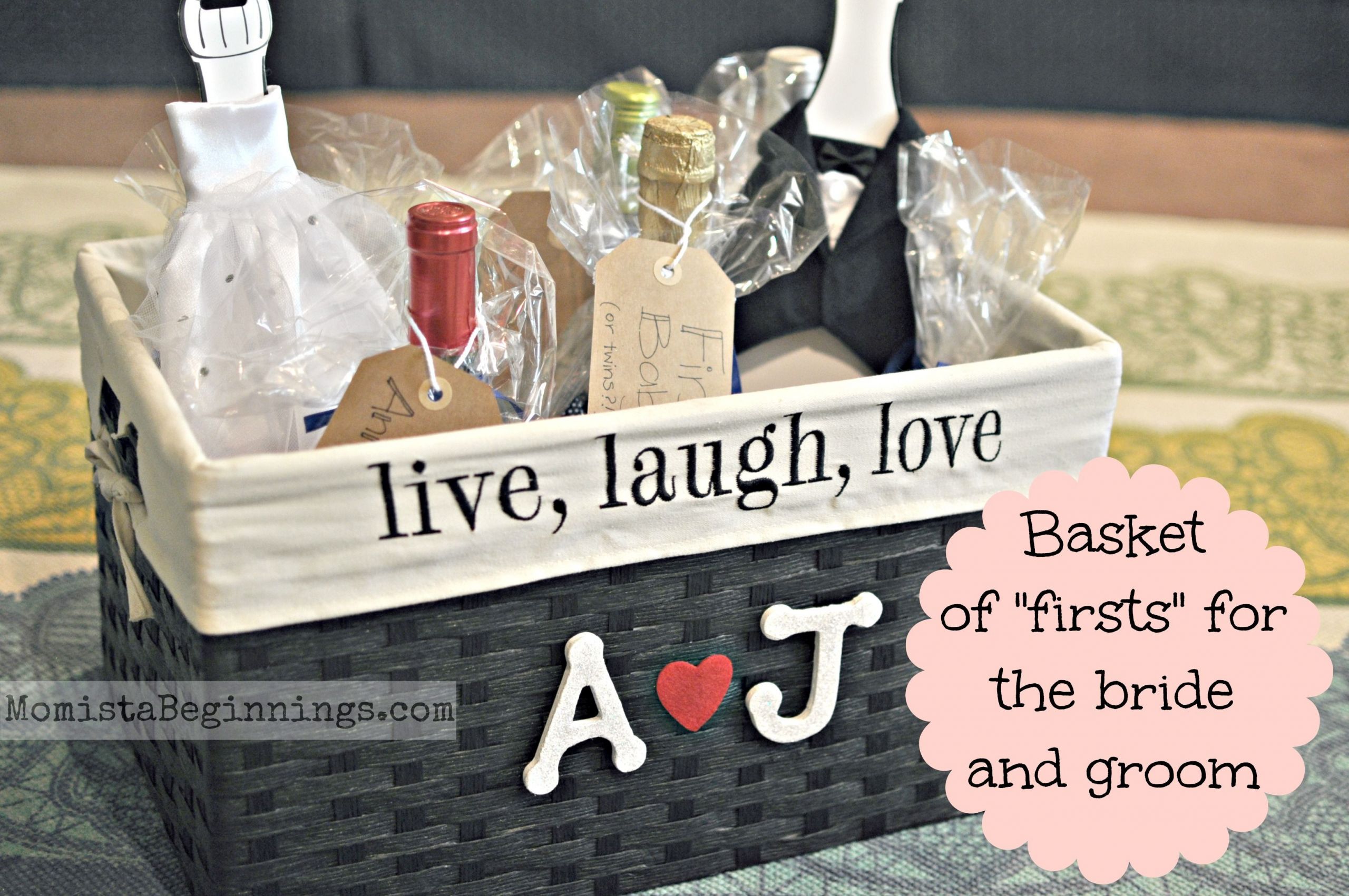 DIY Wedding Gift For Bride And Groom
 Basket of “Firsts” for the Bride and Groom DIY