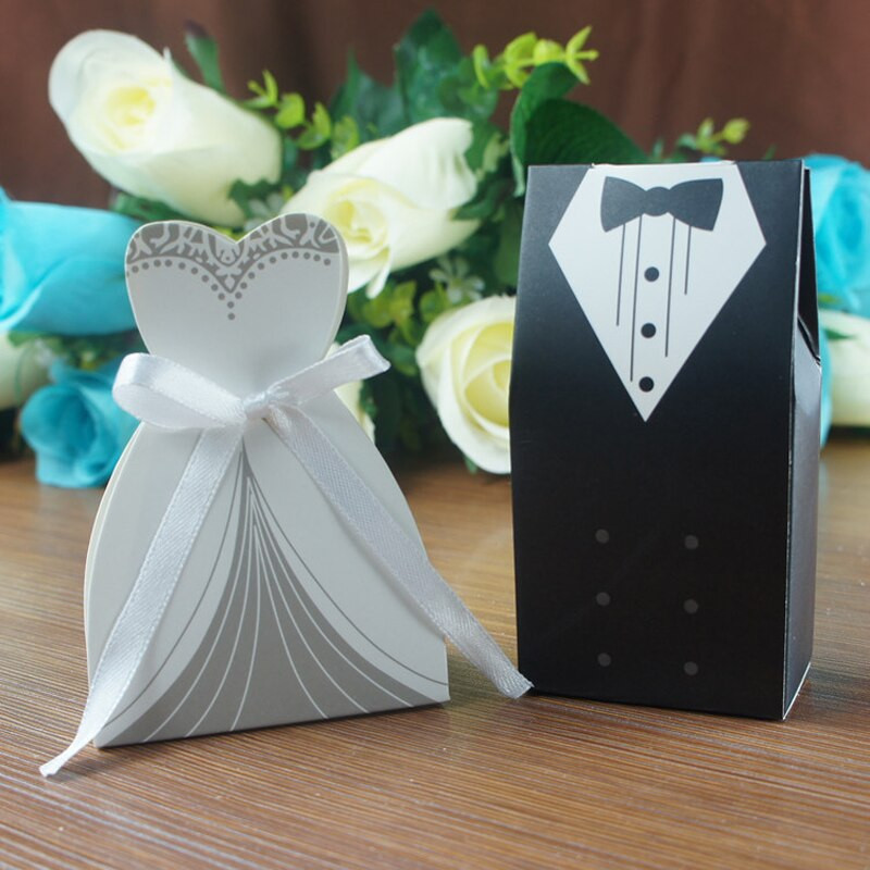 DIY Wedding Gift For Bride And Groom
 50 pieces lot Bride And Groom Wedding Candy Box Paper