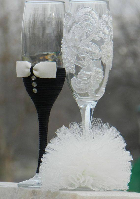 DIY Wedding Glasses
 DIY Wedding Champagne Glasses Ideas