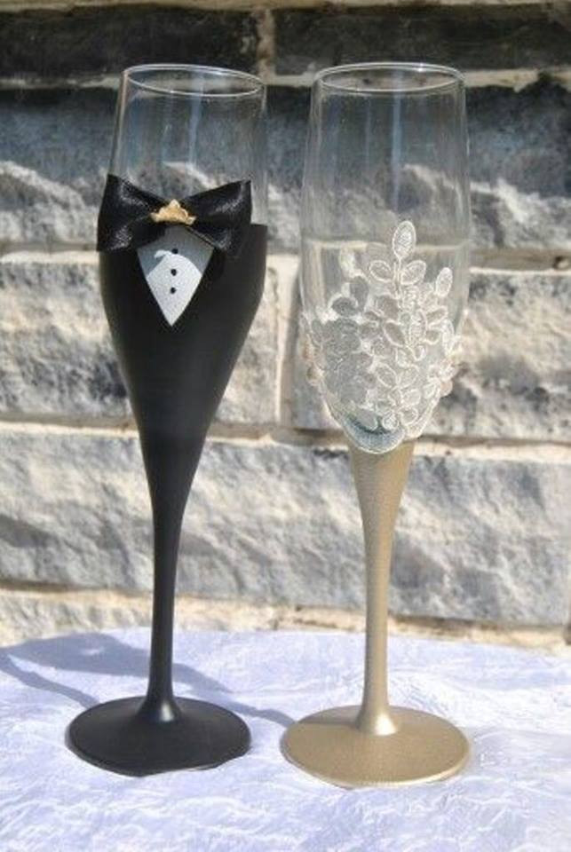 DIY Wedding Glasses
 DIY Wedding Champagne Glasses Ideas