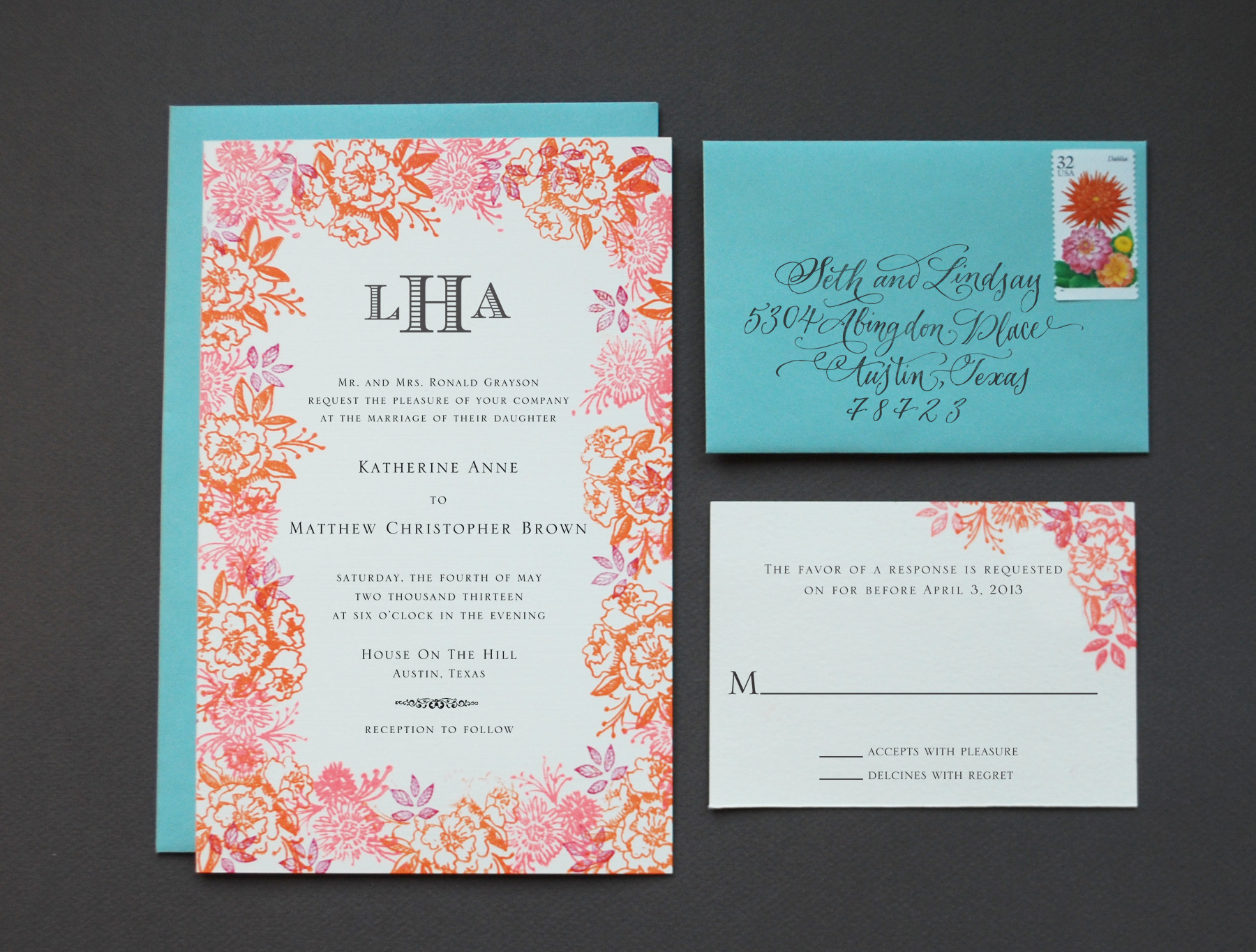 DIY Wedding Invite
 DIY Rubber Stamp Floral Wedding Invitations