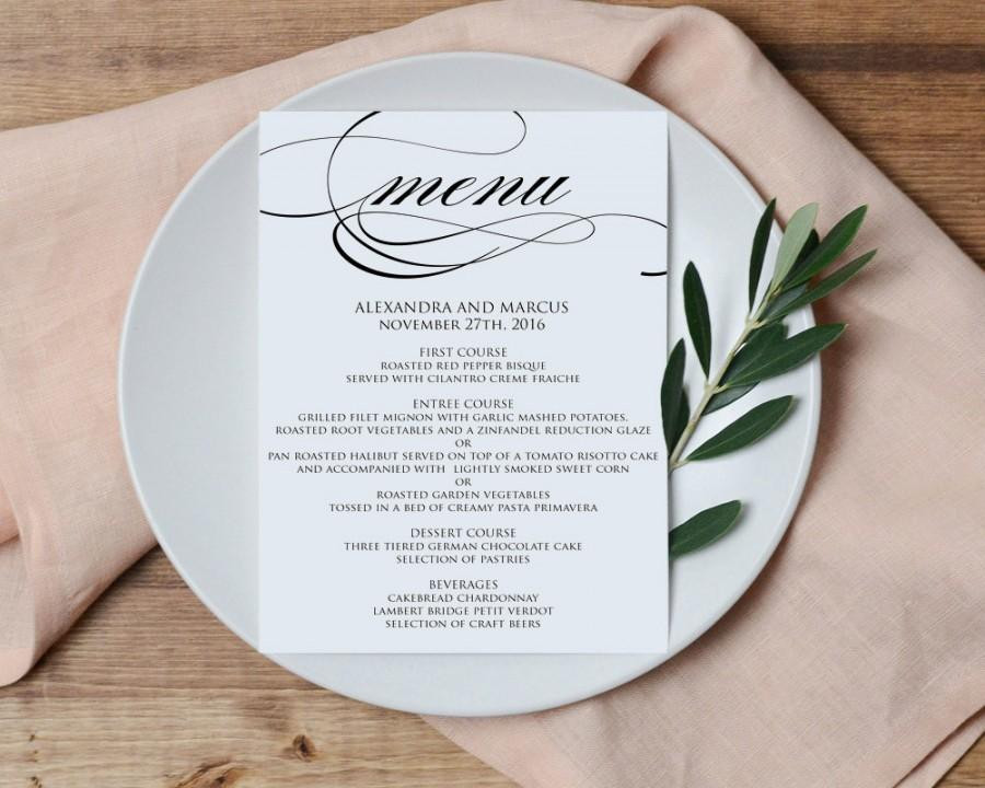 DIY Wedding Menu Template
 Wedding Menu Printable Template Printable Menu DIY