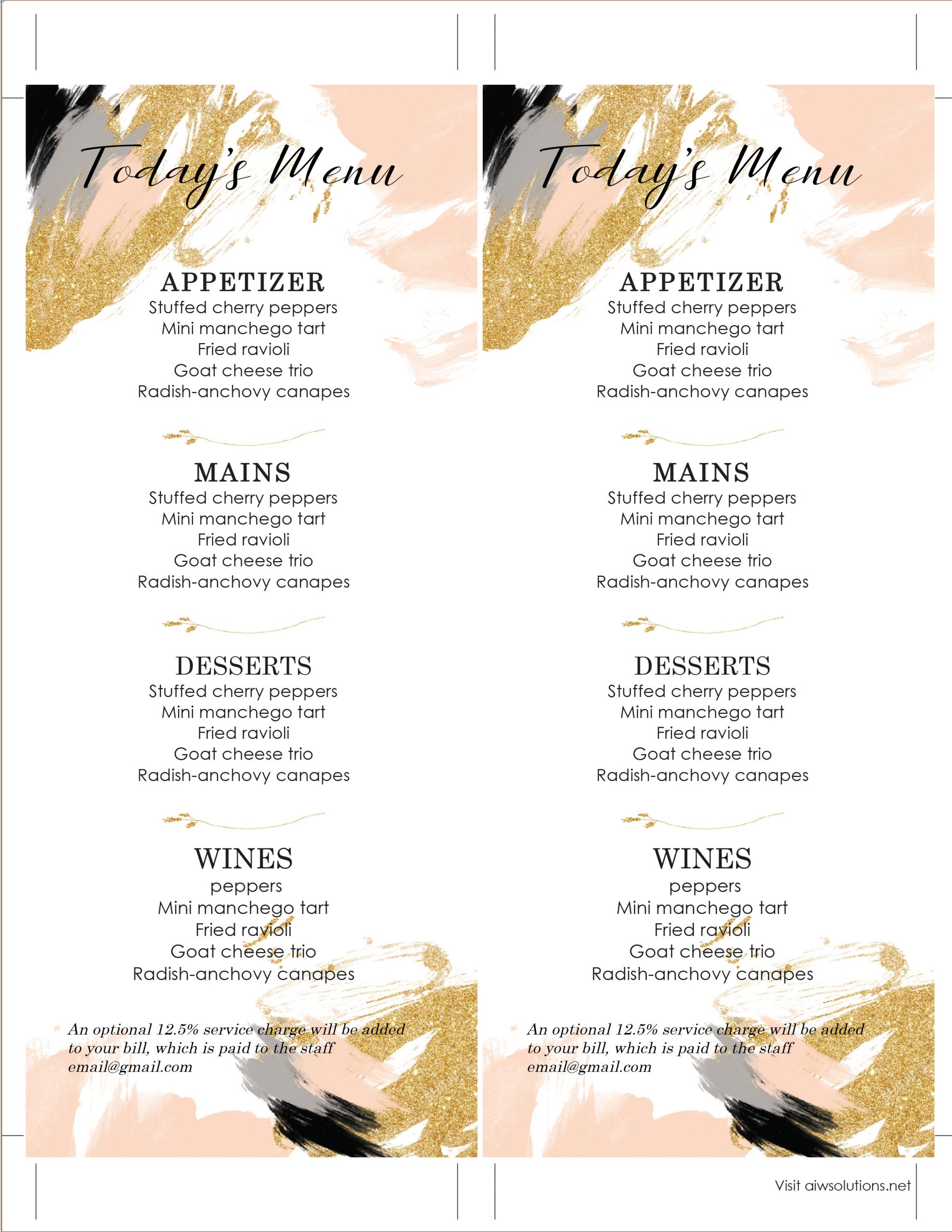 DIY Wedding Menu Template
 Design & Templates Menu Templates Wedding Menu Food