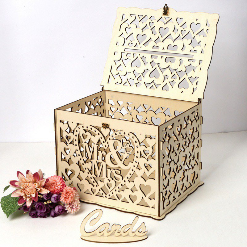 DIY Wedding Money Box
 DIY Wooden Card Box Gift Wedding Romantic Wooden Money Box