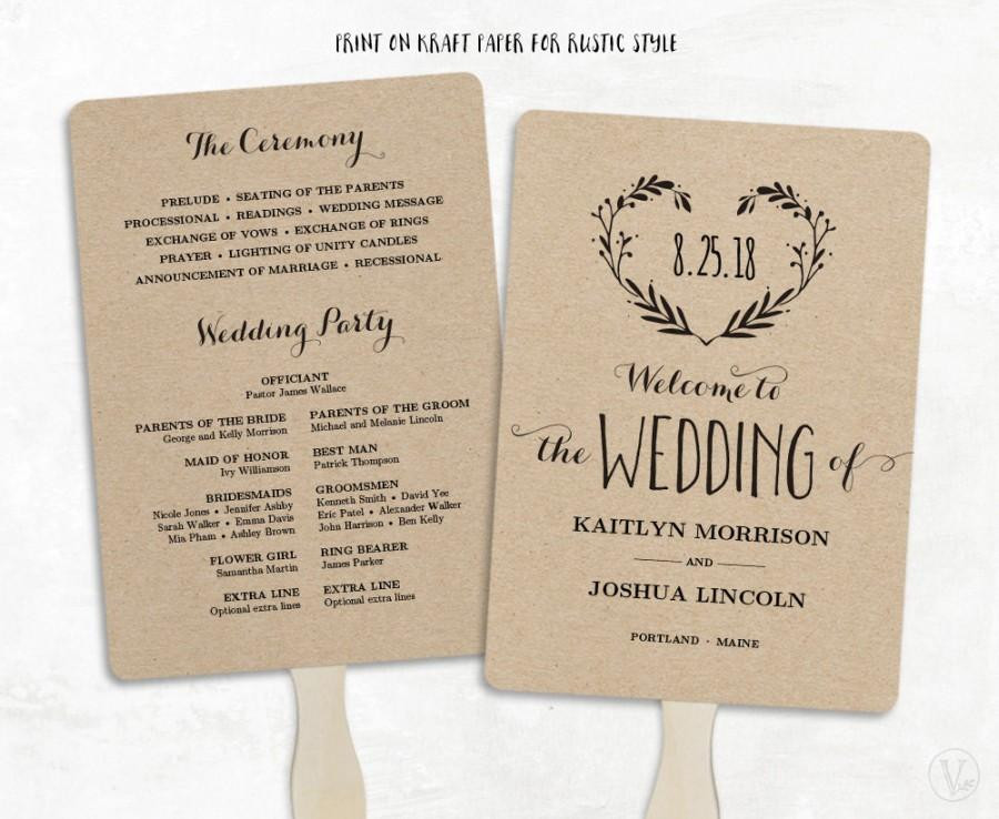 DIY Wedding Program Fans Template
 Printable Wedding Program Template Wedding Fan Programs