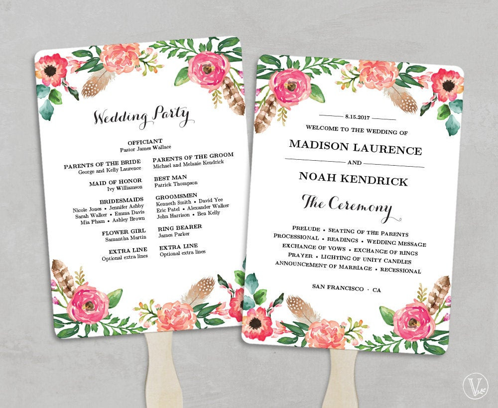 DIY Wedding Program Fans Template
 Printable Wedding Program Fan Template Fan Wedding Programs
