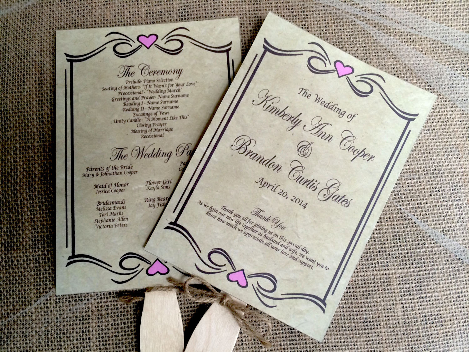 DIY Wedding Programs Fans
 DIY Rustic Wedding Program Fan Printable Vintage Wedding
