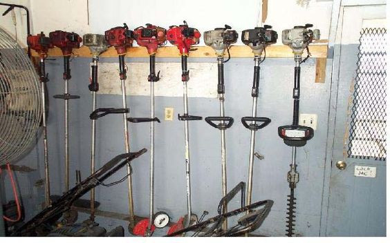 DIY Weed Eater Rack
 store weed eater Outdoor Projects Pinterest