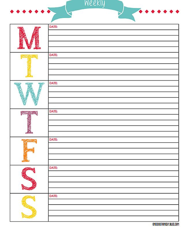 DIY Weekly Planner
 Organize Your Life With These Fabulous Free DIY Planners