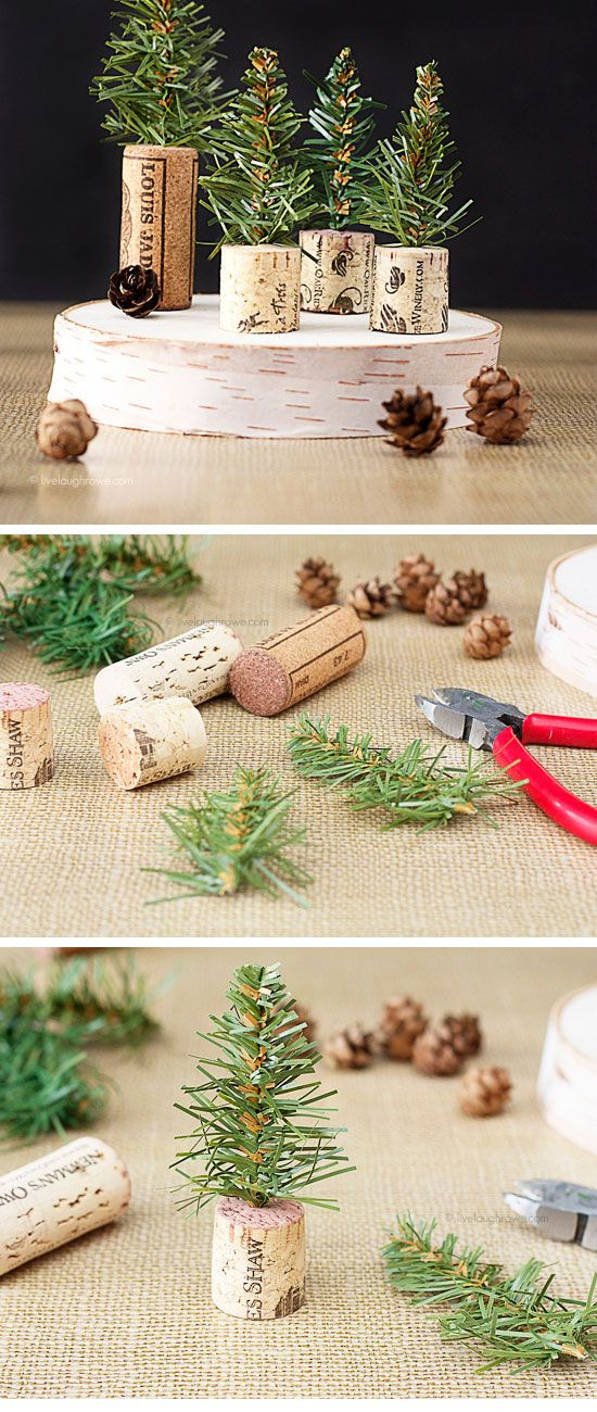 DIY White Christmas Decorations
 Simple Wine Cork Trees