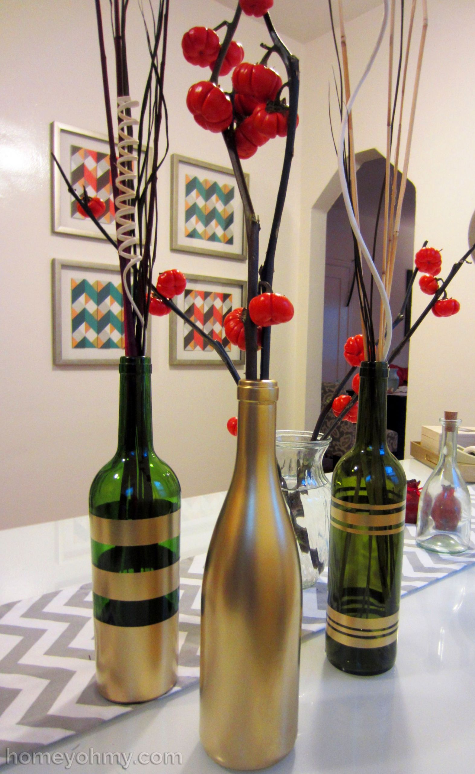 DIY Wine Bottle Decoration Ideas
 DIY Spray Painted Wine Bottles for Fall Decorating Homey