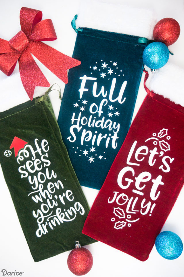 DIY Wine Gift Bags
 Wine Bag DIY Holiday Gifts with Funny and Festive Sayings