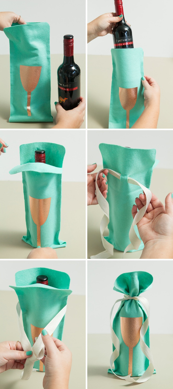 DIY Wine Gift Bags
 How To Make A No Sew Felt Wine Bottle Gift Bag