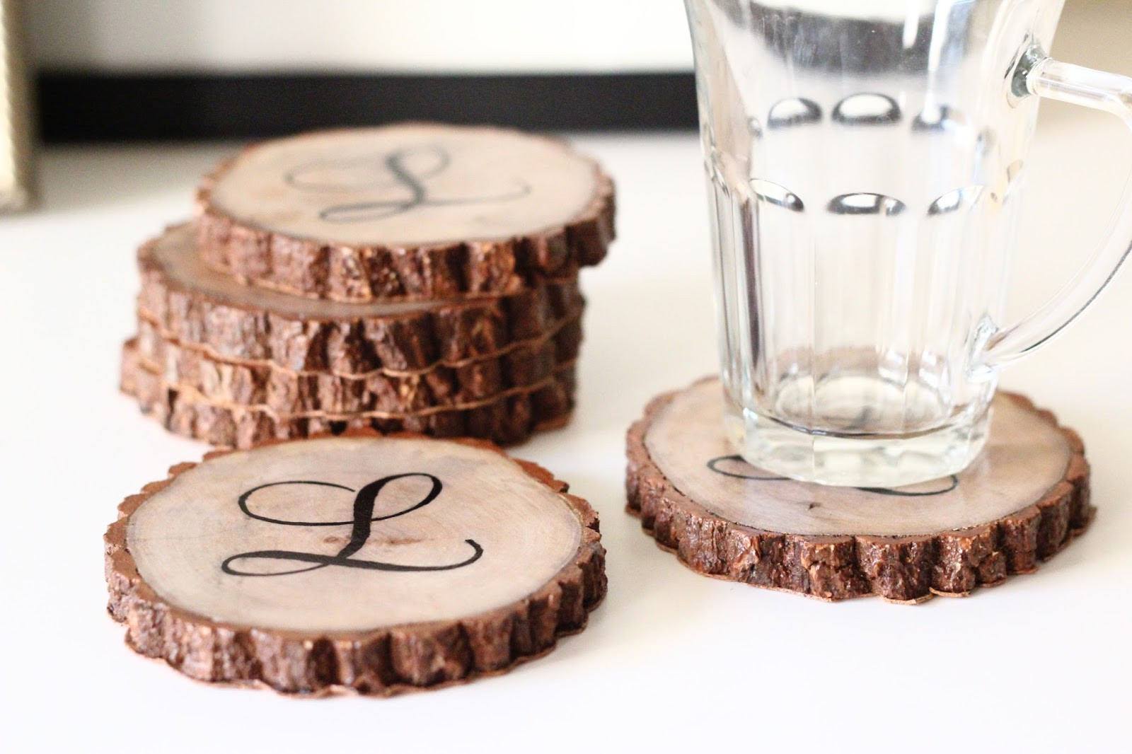 DIY Wood Coasters
 DoLeeNoted DIY Tutorial Wood Branch Slice Monogrammed