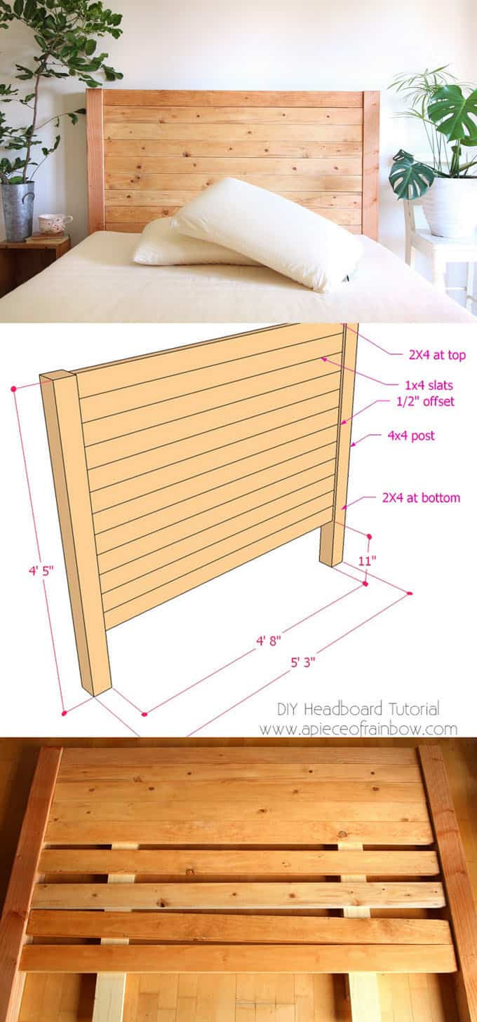 DIY Wood Headboard Plans
 Easy and Beautiful Wood DIY Headboard A Piece Rainbow