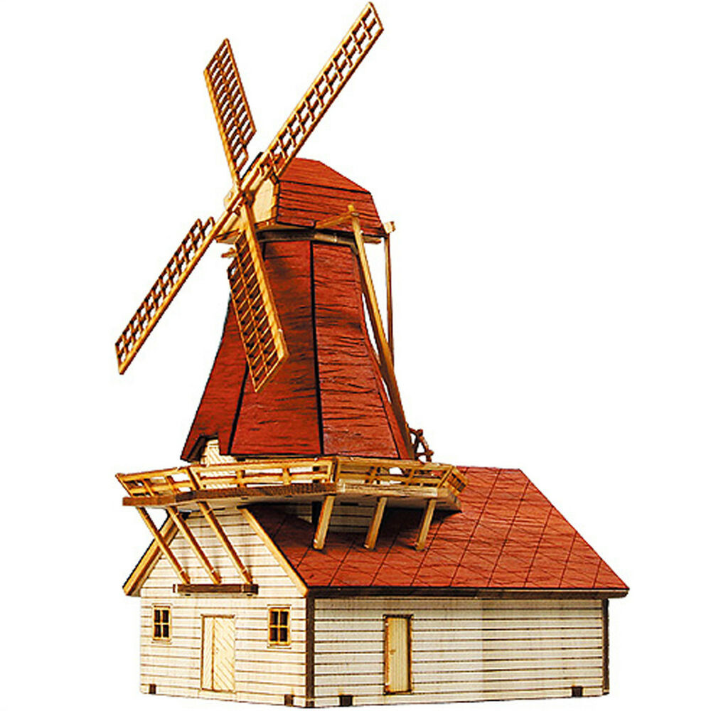 DIY Wood Kits
 Windmill Wooden Model Kit Toy HO Scale Wood Miniature